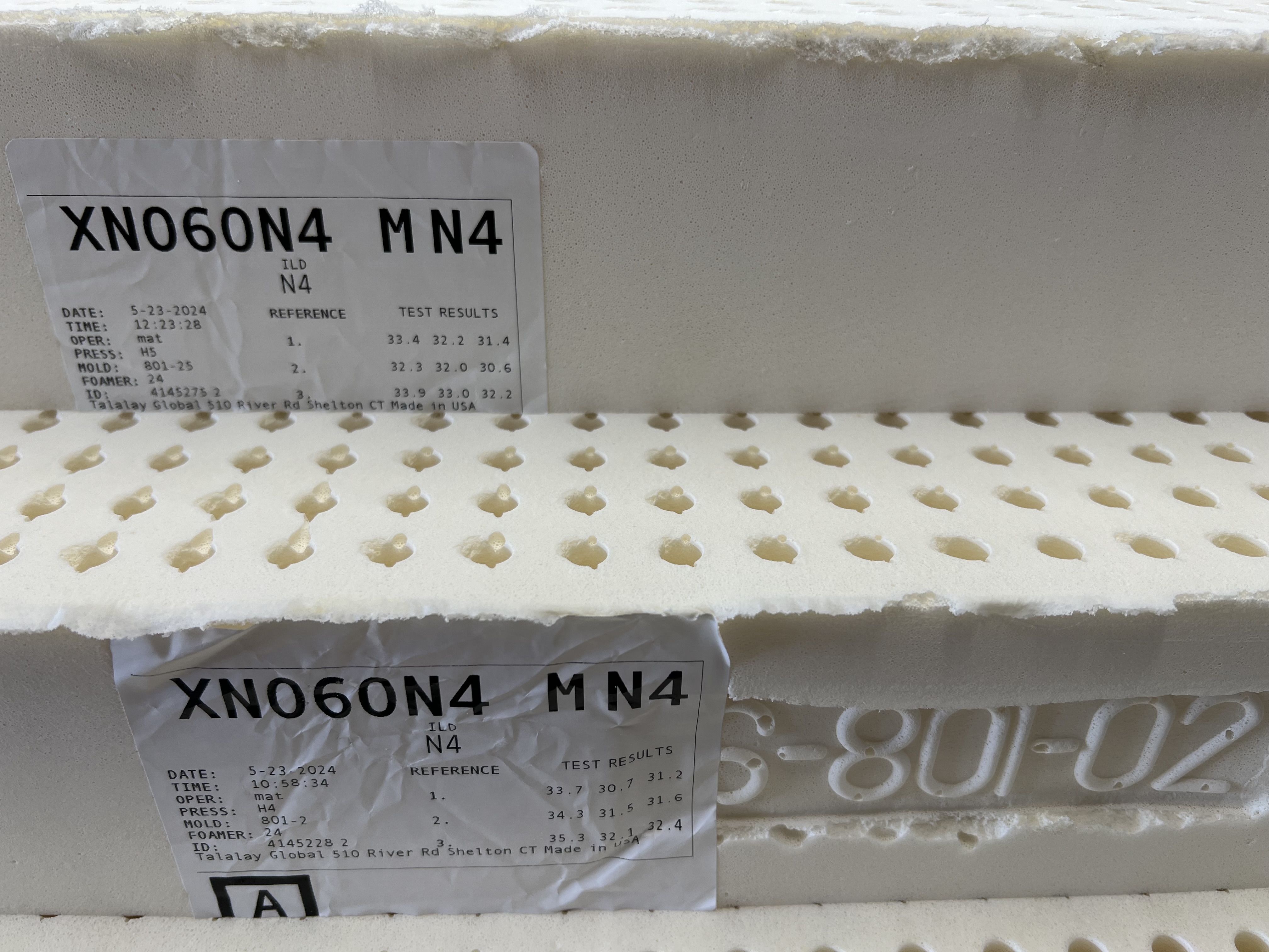 Natural Talalay Mattress Latex Core rated for firmness